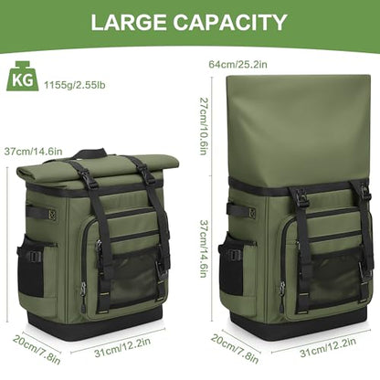 42 Can Backpack Cooler,40L Insulated Double Decker Leakproof, Waterproof Travel Cooler Backpack for Beach Camping Picnic Travel - color: green