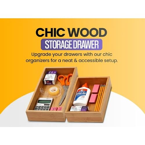 YBM HOME Bamboo Drawer Organizer Storage Box for Kitchen Drawer, Junk Drawer, Office, Bedroom, Children Room, Craft, Sewing, and Bathroom, 2 Pack 6x15x2 inch - size: 6x15x2 inch ( Pack of 2 )