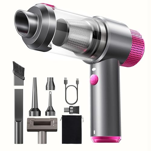 DRFLASH Car Vacuum, 16000PA Strong Suction Handheld Vacuum Cordless, 6-in-1 Portable Mini Car Vacuum Cleaner with LED Light, Type-C Fast Charging, Small Handheld Vac for Car Interior, Pet Hair, Home