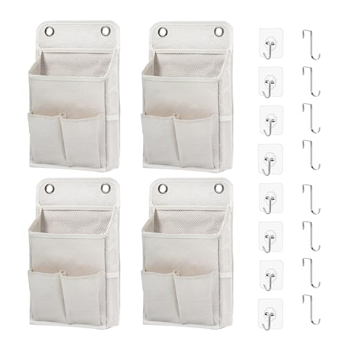 Hanging Basket for Organizing, Wall Organizer with Pockets and Over The Door Organizer，Can for Home, Closet, Office and Camper (4 White) - color: White, size: 4 pack