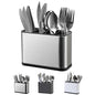 LIBODOUR Utensil Holder,Stainless Steel Caddy Counter,Spoon holder,4 Compartments Silverware Caddy,Capacity Flatware Spoon Fork Tool Cutlery Holder（Silvery） - color: silvery