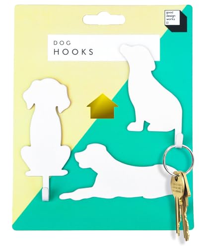 Suck UK Dog Hooks - Dog Keyholders - Novelty Gift for Pet Lovers - Decorative Metal Hangers for Keys Leashes Towels Pet Collars & Small Items - Multi Use Home Decor & Wall Hook Key Holder Organizer - color: Dog Hooks