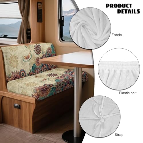 Boho Mandala Dragonfly Pattern 2 PCS RV Dinette Cushion Covers Wear-Resistan Camper Seat Covers Dinette Booth Camper Cushion Slipcover Sofa Slipover for Travel Trailer Couch - color: Boho Mandala Dragonfly