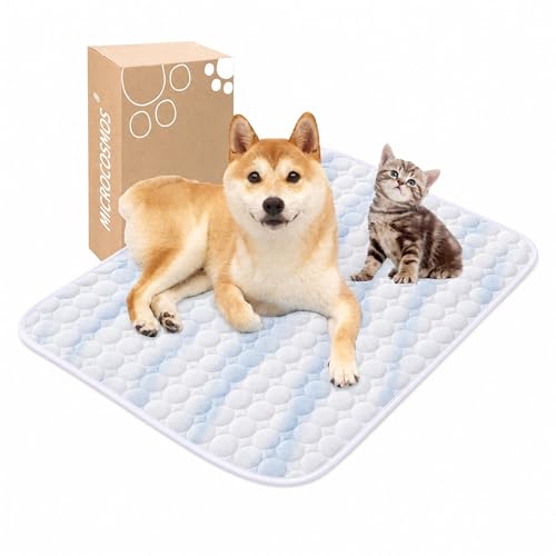 MICROCOSMOS Summer Cooling Mat & Sleeping Pad- Water Absorption Top, Materials Safe, Easy Carry, EZ Clean. Keep Cooling for Pets, Kids and Adults.(Blue White, 28" x22") - color: Blue White, size: 28" x 22"