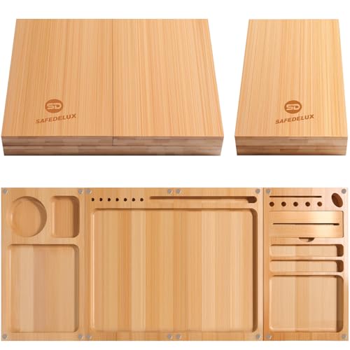 Large Wooden Rolling Tray Set with 120ml Cone Tube & Cleaning Brush, Portable Accessory Kit for Car Travel Storage Organizer & Home | Premium Wood - color: Large Brown Combo