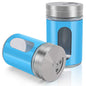 Accmor 2pcs Salt and Pepper Shakers,Stainless Steel Shaker for Salt Powder Sugar Cinnamon Pepper, Spice Dispenser with Adjustable Pour Holes,Blue - color: Blue