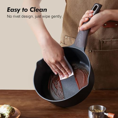 SENSARTE 2.0 & 3.0 Quart Sauce Pan Sets with Lid, Cooking Pots Set, Nonstick Saucepan Set with Pour Spout, Small Kitchen Pot, Non toxic Saucepot, Induction Comptable, Easy to Clean, PFOA Free - color: Classic Black, size: 2.0 + 3.0 Quarts