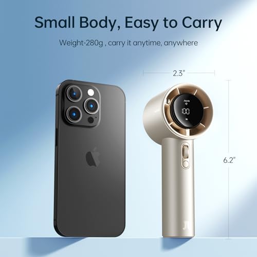 JISULIFE Portable Fan Pro 2026, 40Hrs Max Cooling Personal Handheld Fan with LED Display,Metal Shell,9600RPM Powerful,5000mAh battery,Travel Essentials Gifts for Women, Men-Light Brown - color: Light Brown