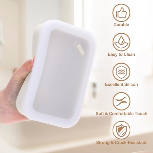 PATIKIL Leakproof Travel Soap Case, Silicone Travel Soap Container with Draining Layer Portable Bar Soap Holder for Bathroom Camping Gym, Translucent White - color: Translucent White