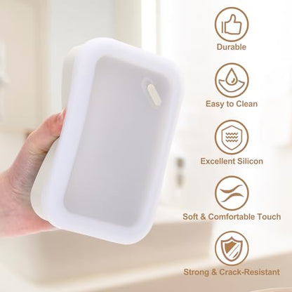 PATIKIL Leakproof Travel Soap Case, Silicone Travel Soap Container with Draining Layer Portable Bar Soap Holder for Bathroom Camping Gym, Translucent White - color: Translucent White