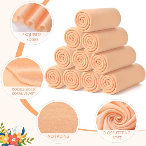 Buryeah 10 Pcs Fleece Blanket Bulk Soft Warm Blankets Cozy Fleece Lightweight Throw Blankets Plush Pet Throw Blanket for Home Bed Sofa Office Wedding Gifts Travel(50" X 60",Light Orange) - color: Light Orange