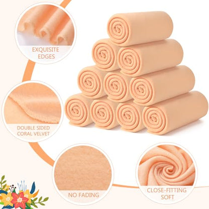 Buryeah 10 Pcs Fleece Blanket Bulk Soft Warm Blankets Cozy Fleece Lightweight Throw Blankets Plush Pet Throw Blanket for Home Bed Sofa Office Wedding Gifts Travel(50" X 60",Light Orange) - color: Light Orange