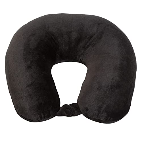 Wolf Essentials Adult Cozy Soft Microfiber Neck Pillow for Travel – Compact, Machine Washable - Perfect for Airplane, Car, or Home Use - Filled and Finished in The USA – Black - color: Black, size: Adult (Pack of 1)