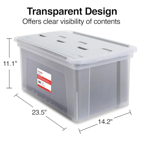 STAPLES Wing Lid File Totes, Letter Size, Clear, 2/Pack - color: Clear, size: 2 Pack, style: Box (Wing Lid)