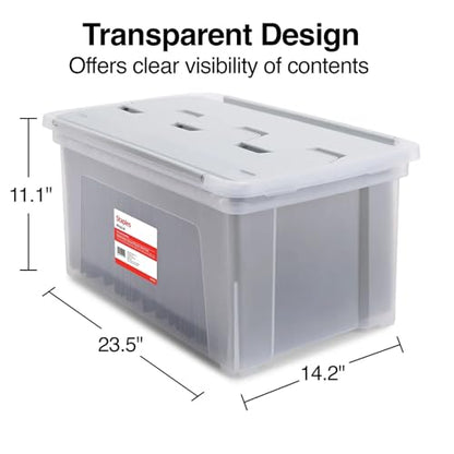 STAPLES Wing Lid File Totes, Letter Size, Clear, 2/Pack - color: Clear, size: 2 Pack, style: Box (Wing Lid)