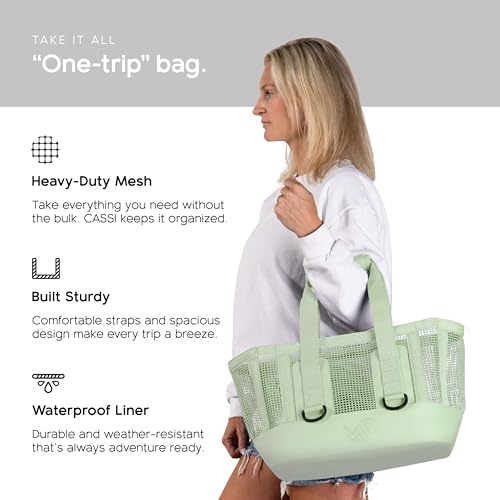 MISSION Boat Gear CASSI Heavy-Duty Outdoor Tote and Waterproof Marine-Grade Mesh Boat Bags - color: Sage, size: 23 Liter