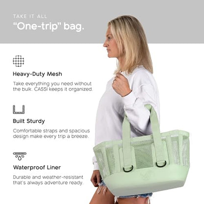 MISSION Boat Gear CASSI Heavy-Duty Outdoor Tote and Waterproof Marine-Grade Mesh Boat Bags - color: Sage, size: 23 Liter