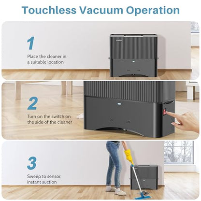 Keenhot Touchless Vacuum Automatic Dustpan - 20Kpa Suction Ultra Fast & Powerful Hair Vacuum for Sweeping Salons Pet Hair Food Dirt Home Kitchen, Compact Space-Saving Electric Canister Vacuum Cleaner - color: Black