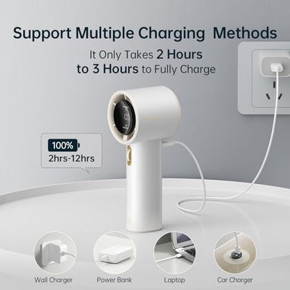 JISULIFE Handheld Fan Pro1S - Next-Gen Airflow: Up to 12h Runtime, Pearlescent ABS - Elegant Strength, 1-100 Speed Scroll Wheel, 3600mAh-Portable Fan for Travel, Gifts for Women Men(Cloud White) - color: Cloud White
