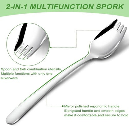 Hunnycook 16-Piece Sporks - Stainless Steel Sporks, 7.2 Inch Metal Spork Set for Pasta, Soup, Dessert, Household Use, Camping, Hiking - size: 7.2 inch - 16 piece set