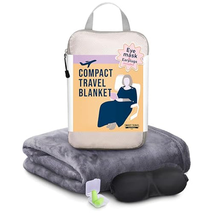 SMART TRAVEL Travel Products Cozy Warm Compact Travel Blanket Travel Blanket Airplane Compact with Bag Travel Essentials for Airplane Long Flight Essential for Woman,Men,Kids