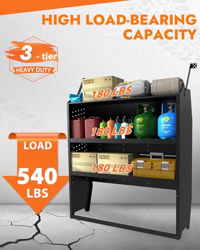 MELIPRON Steel Cargo Van Shelving Storage System Fit for NV200, Transit Connect 2014+, Chevy City Express, Promaster City with S-Shaped Hooks(32" W x 43" H x 13" D) - size: 32" W x 43" H x 13" D