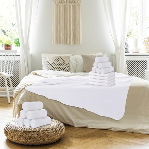 Buryeah 10 Pcs Fleece Blanket Bulk Soft Warm Fleece Blankets Cozy Lightweight Throw Blankets Plush Pet Throw Blanket for Home Bed Sofa Office Wedding Gifts Travel(50" X 60",White) - color: White