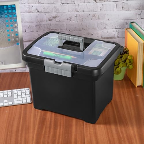 Sterilite Portable Lockable File Box Organizer with Handle and Clear Lid (8 Pack) - size: 8 Pack
