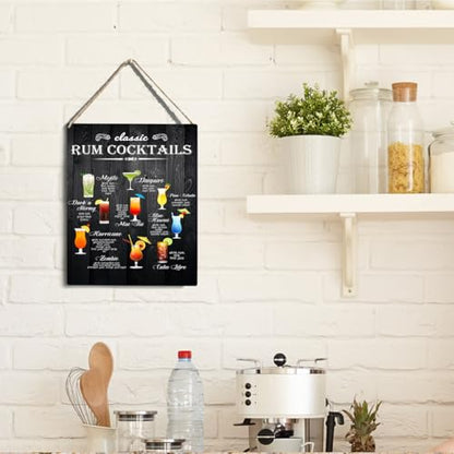 wall-pediments MP 482 Classic Rum Cocktails Guide Plaque, 6.7 x 10 Inches Home Bar Decor - color: Generic 9967