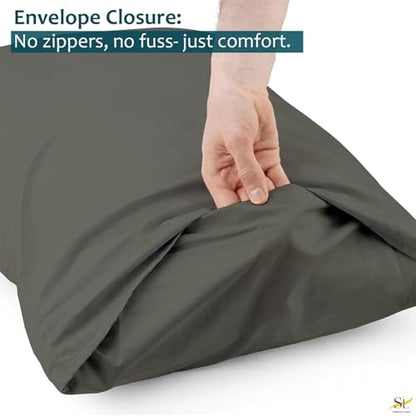 Pillow Cases - Set of 2, Dark Grey Solid (20" X 28") - Pillow Covers Made of 100% Cotton - 300 Thread Count Super Soft and Breathable Sateen Weave Pillowcases. - color: Dark Grey Solid, size: (20"X28")