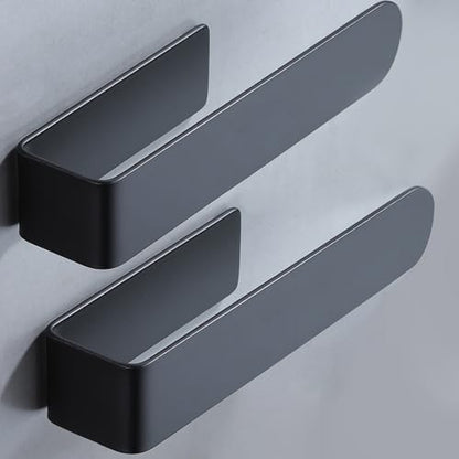 Taozun Hand Towel Bar Bathroom Towel Holder Black Single Towel Rack Self Adhesive Towel Ring Stainless Steel Towel Rail for Bathroom Kitchen, 2 Packs - color: Black, size: 8-inch(2 Pack)