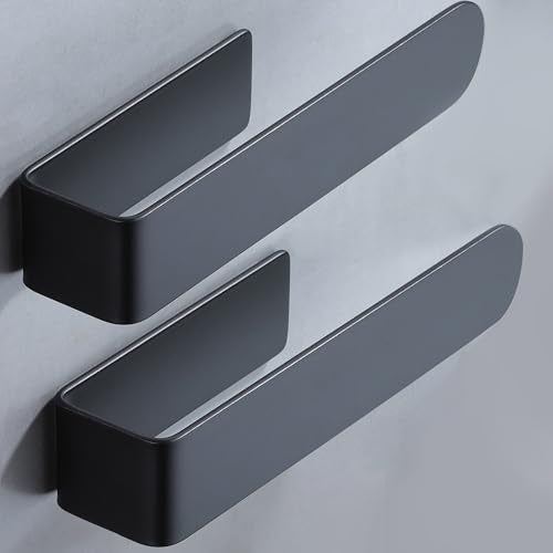 Taozun Hand Towel Bar Bathroom Towel Holder Black Single Towel Rack Self Adhesive Towel Ring Stainless Steel Towel Rail for Bathroom Kitchen, 2 Packs - color: Black, size: 8-inch(2 Pack)