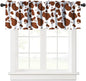 Cow Fur Print Valance, Abstract White Brown Cowhide Cute Animal Skin Short Blackout Window Treatments for Kitchen Kids Boys Girls Bedroom Living Room, 54x18inch - color: Cowhide-3