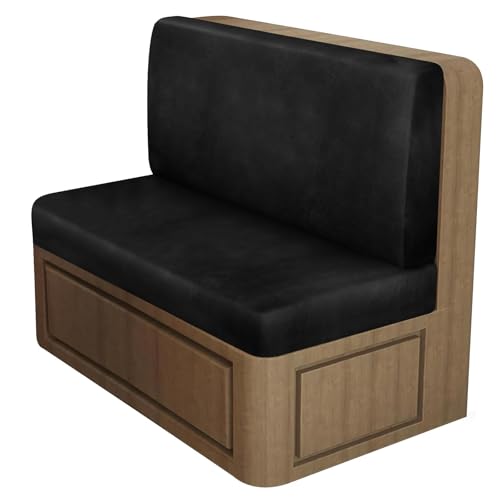 Leather Look RV Dinette Cushion Covers, Stretch Camper Cushion Slipcovers for Travel Trailer Couch RV Booth Seat, Replacement Camper Sofa Chair Protector (1 Backrest Cover & 1 Bench Cover,Black) - color: Onyx Black, size: 1 Set