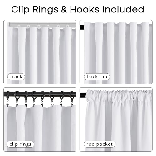 PANELSBURG Greyish White Blackout Curtains 63 Inch Length, Modern Polished Linen Textured Drapes, Thermal Insulated Room Darkening Window Curtain for Bedroom Living Room - color: Greyish White, size: 52"W x 63"L (Pack of 2)