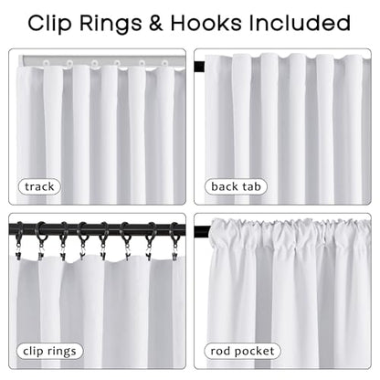 PANELSBURG Greyish White Blackout Curtains 63 Inch Length, Modern Polished Linen Textured Drapes, Thermal Insulated Room Darkening Window Curtain for Bedroom Living Room - color: Greyish White, size: 52"W x 63"L (Pack of 2)