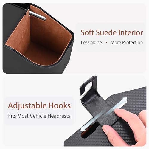Mu&Ti Back Seat Car Organizer,4+2 in 1 Multifunctional Car Back Seat Storage Box with 2 Cup Holders, Tissue Box and Hook - Ideal for Kids and Travel(Black) - style: Car Storage Box（black）