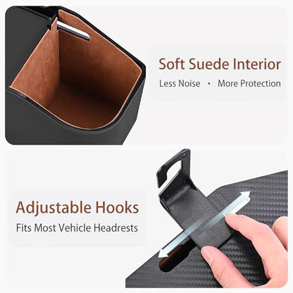 Mu&Ti Back Seat Car Organizer,4+2 in 1 Multifunctional Car Back Seat Storage Box with 2 Cup Holders, Tissue Box and Hook - Ideal for Kids and Travel(Black) - style: Car Storage Box（black）