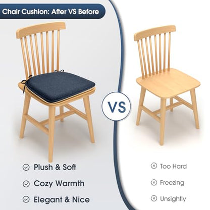 TushGuard Chair Cushions, 4 Pack Memory Foam Chair Pads, Seat Cushion, Kitchen Chair Cushions Set of 4, Anti-Slip Backing & Fixed Straps,Blue - color: Dark Blue