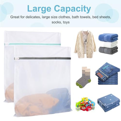 Tenn Well 3PCS Mesh Laundry Bags, 20 x 23 Inches Large Lingerie Bags for Washing Delicates, Garments, Bath Towels, Dirty Clothes, Socks, Toys, Travel - color: White, size: S (20"x23")