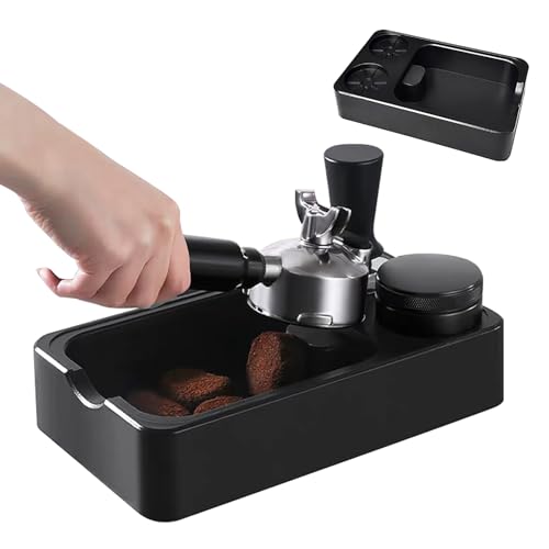 Espresso Tamping Station with Knock Box, 3-in-1 Coffee Organizer Compatible with 51/54/58mm Tamper, Anti-Slip ABS Storage & Barista Tools Holder