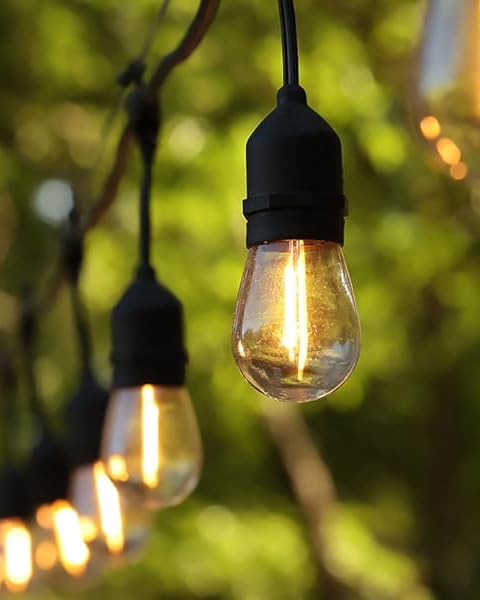 BRIMAX 2W Outdoor String Lights 25FT,Patio Lights Commercial Grade with 8+1 S14 LED Bulbs Shatterproof Waterproof,2700K Warm White E26 Dimmable for Balcony Gazebo Porch Fence Garden Camping - style: 25FT 8 lights