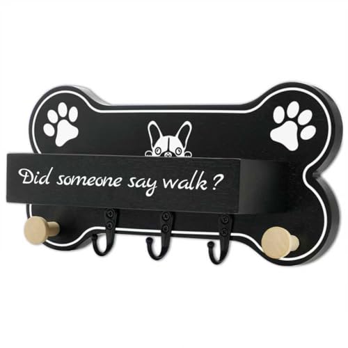 Dog Leash Holder forwall,Coat RackHooks, Mount Storage Organizer - color: Black