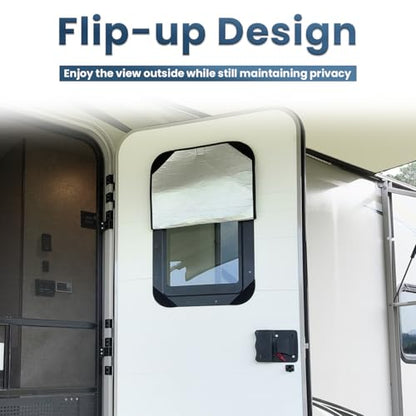 RV Door Window Shade Cover, Sun Blackout Fabric for Camper Privacy Entrance (16 x 25 inch) - color: Black