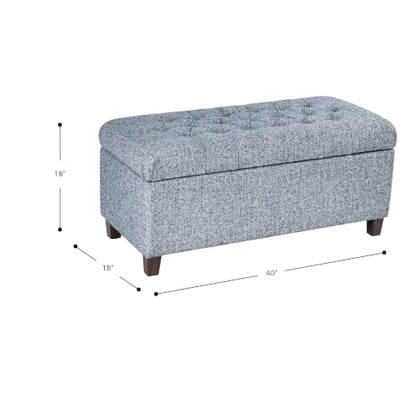 HomePop Ainsley 40" Storage Ottoman Bench - Blue Gray Woven Fabric - color: Blue Gray Woven Fabric