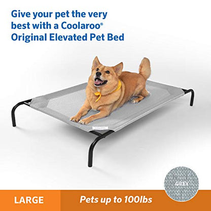 Coolaroo Original Elevated Dog Bed - Breathable Off-The-Ground Pet Bed with Cooling Fabric, Joint Relief & Moisture-Resistant Fabric, 100% Recyclable, Easy Clean, Grey, Large - color: Grey, style: Large Dog Bed