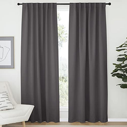 NICETOWN Bedroom Blackout Draperies and Window Treatment- (Gray Color) 52 Width X 72 Length, 2 Panels Set, Solid Blackout Curtain Panels - color: Grey, size: 52"W x 72"L (Pack of 2)