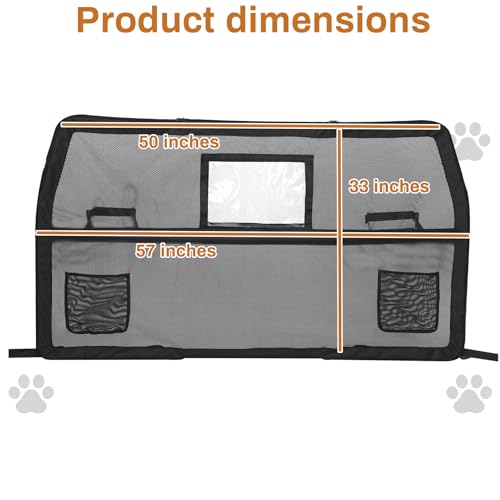 57" Wide Dog Car Barrier with Window & Steel Frame, Universal Fit for Cars, Sedans,SUVs,and Trucks, Car Barrier for Escape-Proof, Vehicle Gate for Dog Travel - size: Large 57"*33"