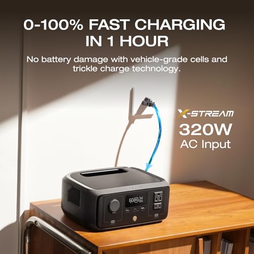 EF ECOFLOW Solar Generator RIVER 3 with 45W Solar Panel, 245Wh Portable Power Station LiFePO4 Battery, 300W Up to 600W AC Output, <20 MS UPS, 1Hr Fast Charging Power Station for Outdoor/Camping/RVs - style: RIVER 3+45W Solar Panel