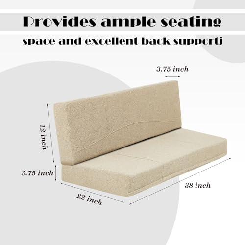 Nuanchu 2 Sets RV Dinette Seats Cushions Replacement with 42D Foam Includes 2 Booth Seats and 2 Backrests Replacement Camper Cushions for RV Dinette Trailer Bed, Oatmeal(38 Inch) - size: 38 Inch